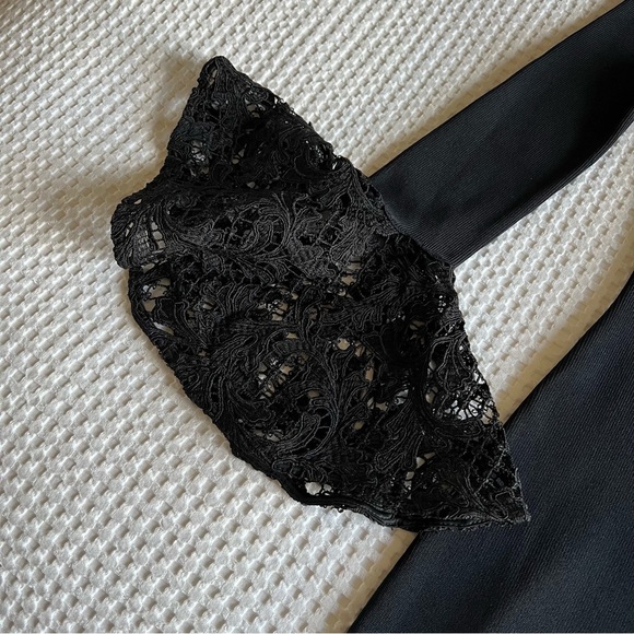 Sachin & Babi - Kochi Scoop-Back Fitted Midi Cocktail Dress w/ Lace - Jet Black - Picture 8 of 15